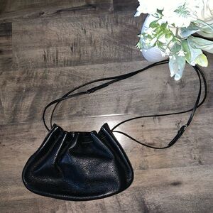 VINTAGE BRIGHTON BLACK LEATHER DRAW STRING PURSE
